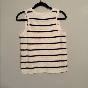 Zenana Outfitters Navy and White Striped light and stretchy sweater